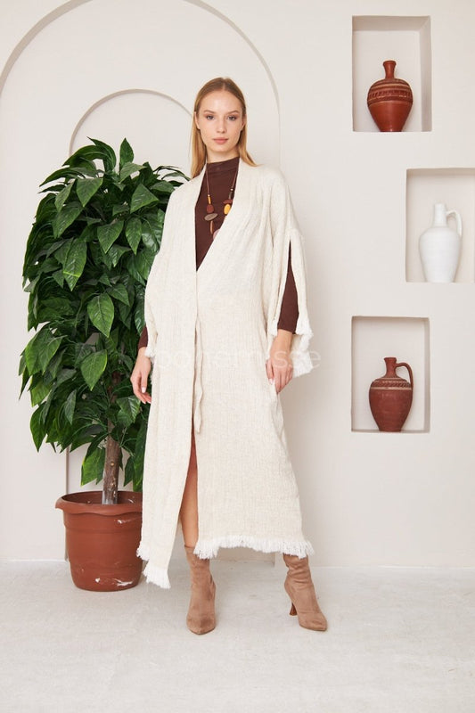 Cold Canvas Winter Boho Kimono - ##option2KimonoS - MCold Canvas Winter Kimono in White - bohémisse"bohémisse