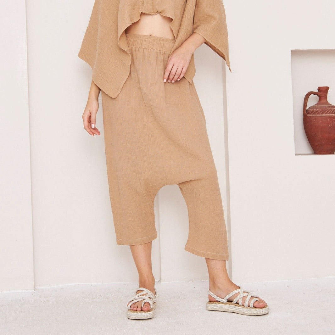 Ethnic Harmony Harem Pants in Brown - ##option2Boho Harem PantsXSEthnic Harmony Harem Pants in Brownbohémisse