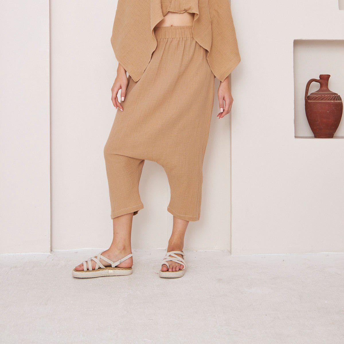 Ethnic Harmony Harem Pants in Brown - ##option2Boho Harem PantsXSEthnic Harmony Harem Pants in Brownbohémisse