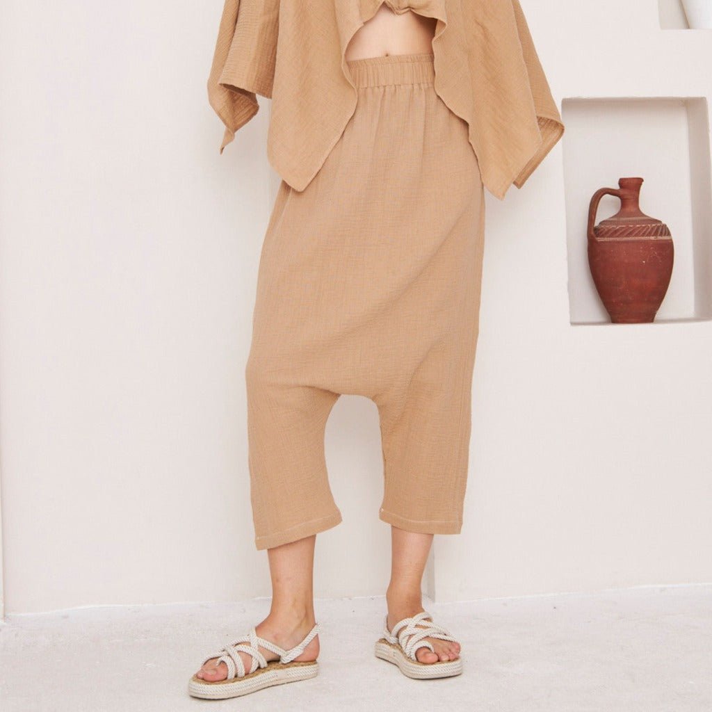 Ethnic Harmony Harem Pants in Brown - ##option2Boho Harem PantsXSEthnic Harmony Harem Pants in Brownbohémisse