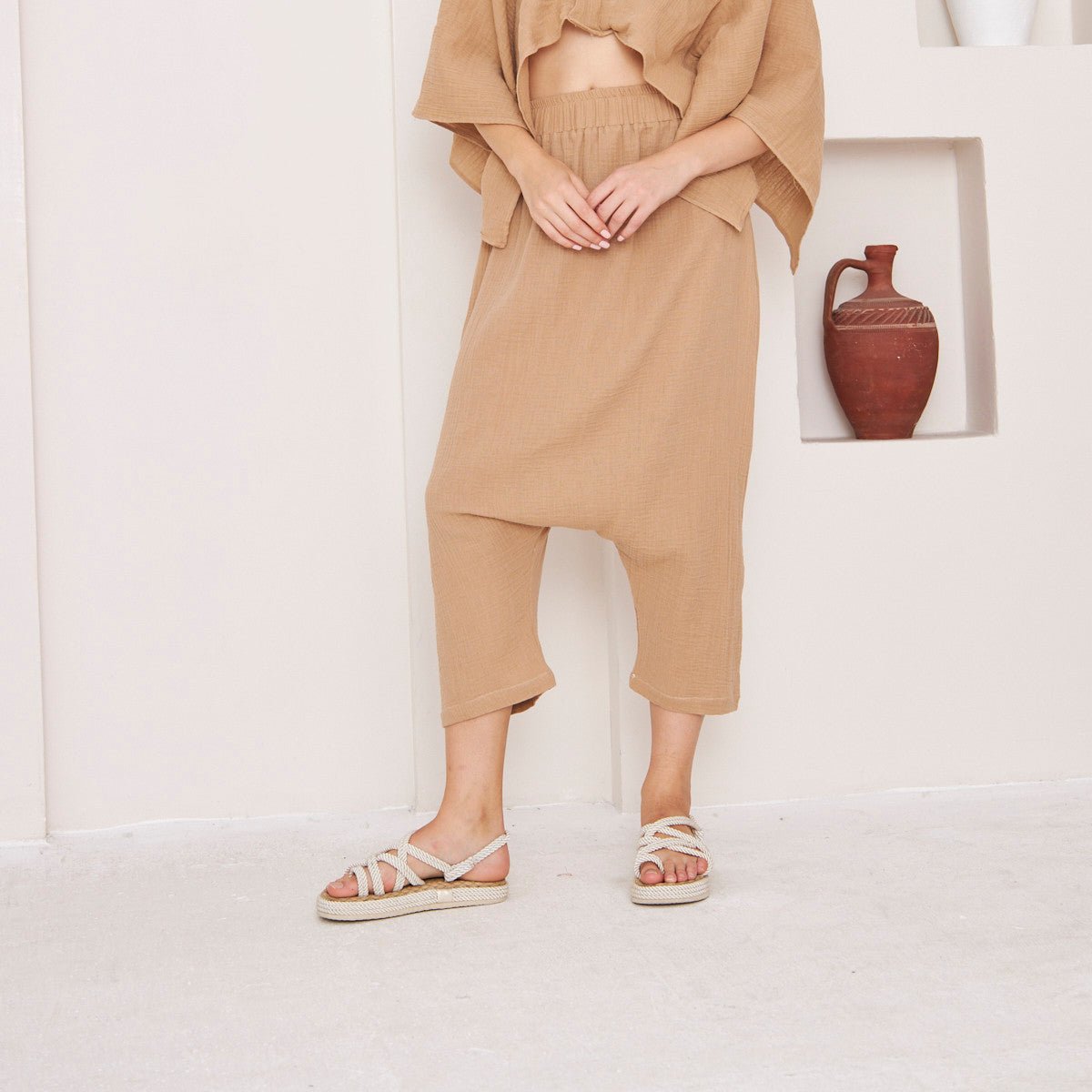 Ethnic Harmony Harem Pants in Brown - ##option2Boho Harem PantsXSEthnic Harmony Harem Pants in Brownbohémisse