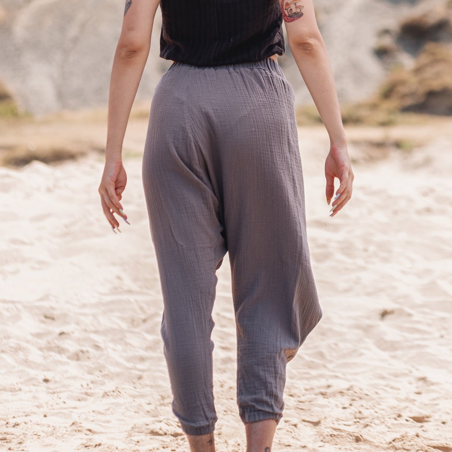 Naive Organic Cotton Shalwar Pants in Gray Color