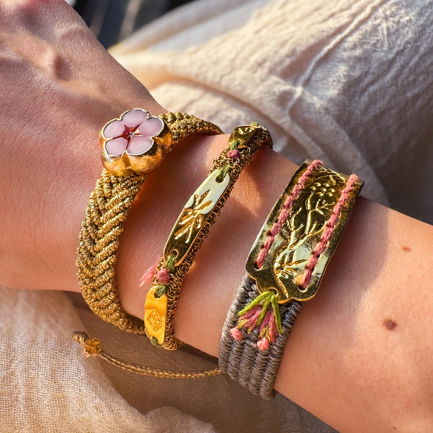 The Noctelle Rose Trio - Hand-Knotted Bracelet Set
