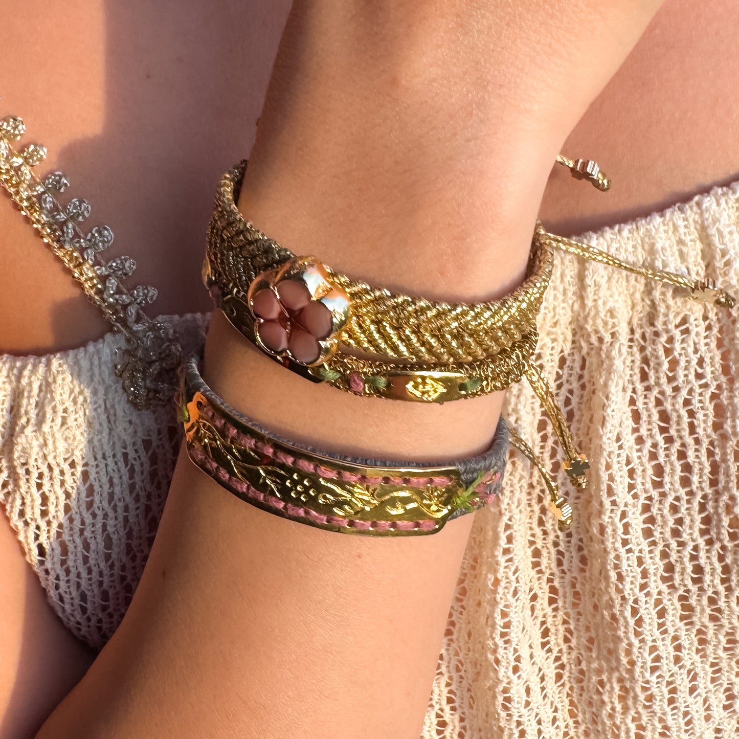The Noctelle Rose Trio - Hand-Knotted Bracelet Set