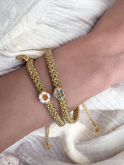 Golden Bloom Macrame Bracelet - Dainty Edition