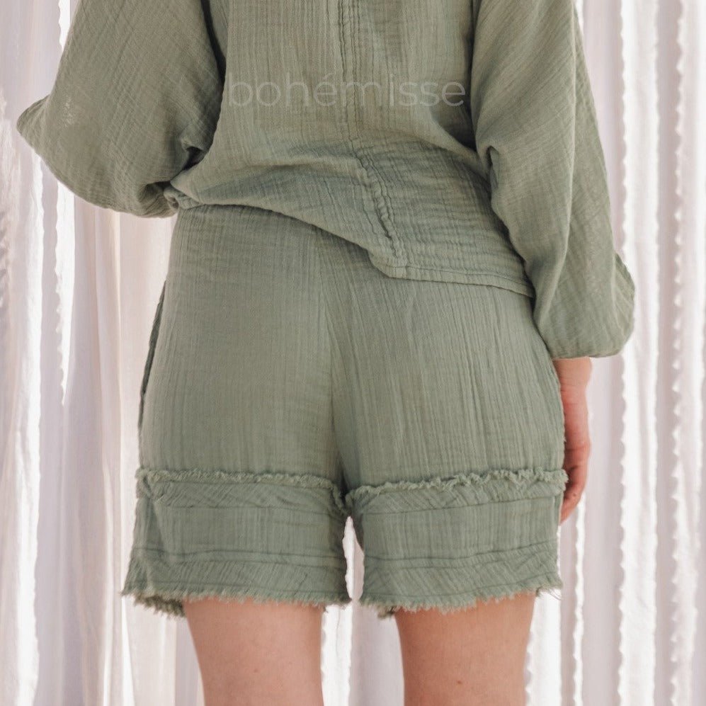 Calm Green Boho Shorts - ##option2Boho ShortsXSCalm Green Boho Shortsbohémisse