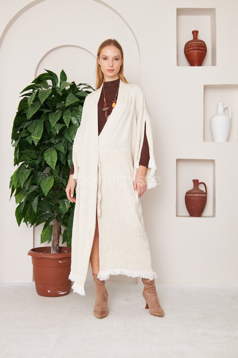 Cold Canvas Winter Boho Kimono - ##option2KimonoS - MCold Canvas Winter Kimono in White - bohémisse"bohémisse