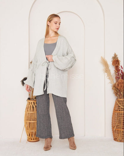 Cozy Boho Gray Muslin Organic Cotton Pants - ##option2Boho PantsXSCozy Boho Gray Muslin Organic Cotton Pantsbohémisse