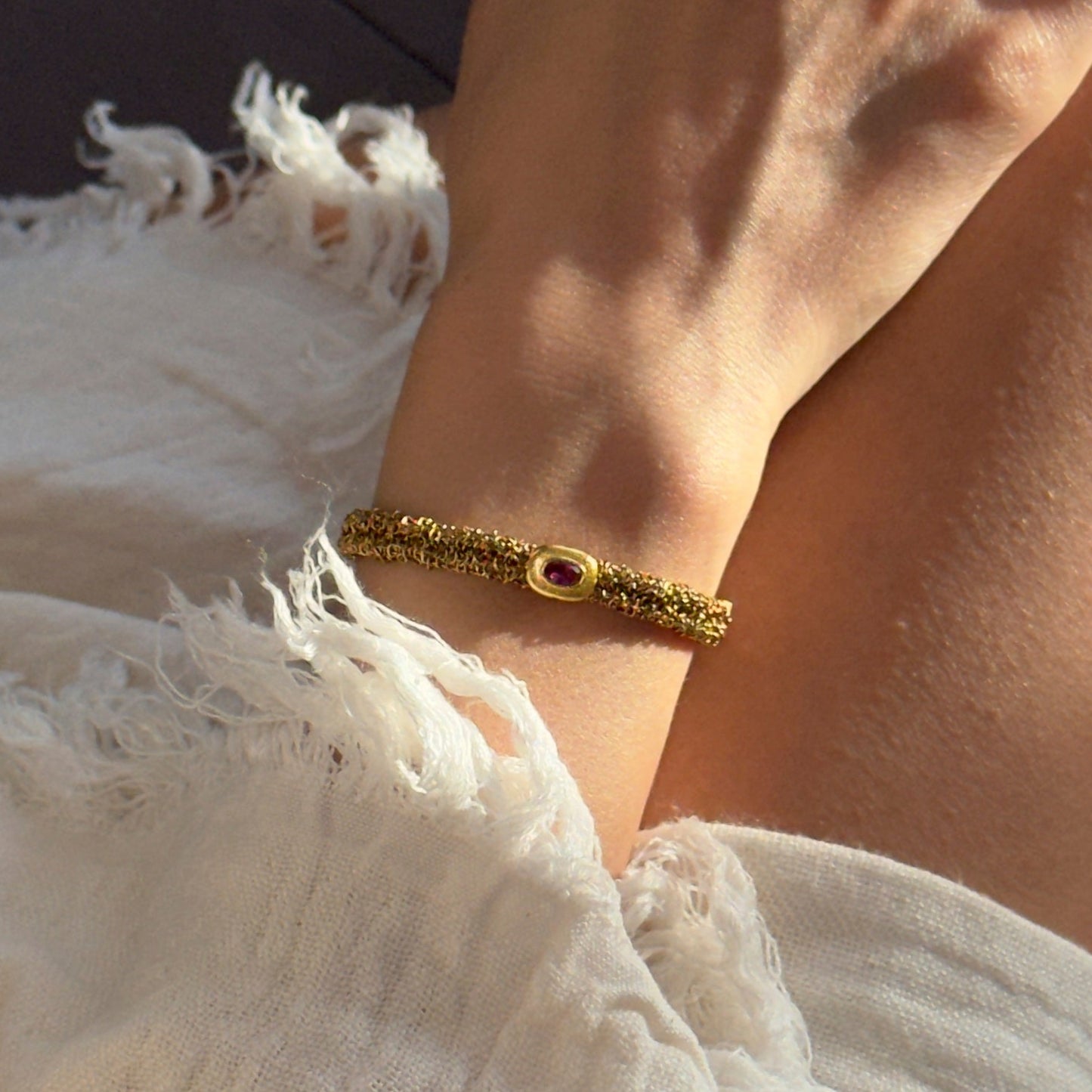 Gold color Bracelet with Natural Stone 