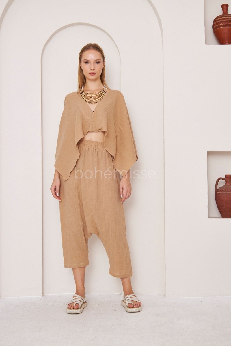 Ethnic Harmony Harem Pants in Brown - ##option2Boho Harem PantsXSEthnic Harmony Harem Pants in Brownbohémisse