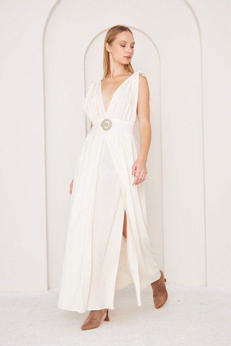 Gaia's Grace Boho Maxi Dress in White - ##option2DressXSGaia's Grace Boho Maxi Dress in Whitebohémisse