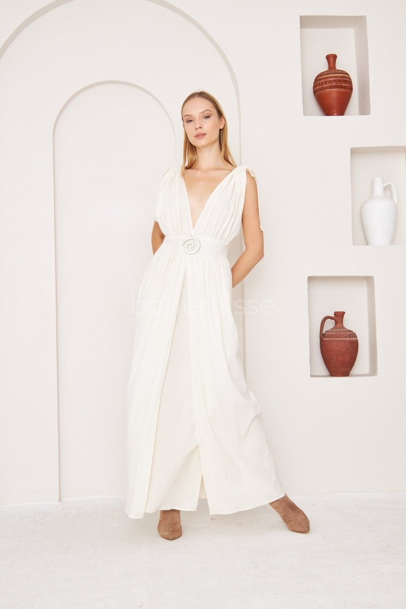 Gaia's Grace Boho Maxi Dress in White - ##option2DressXSGaia's Grace Boho Maxi Dress in Whitebohémisse