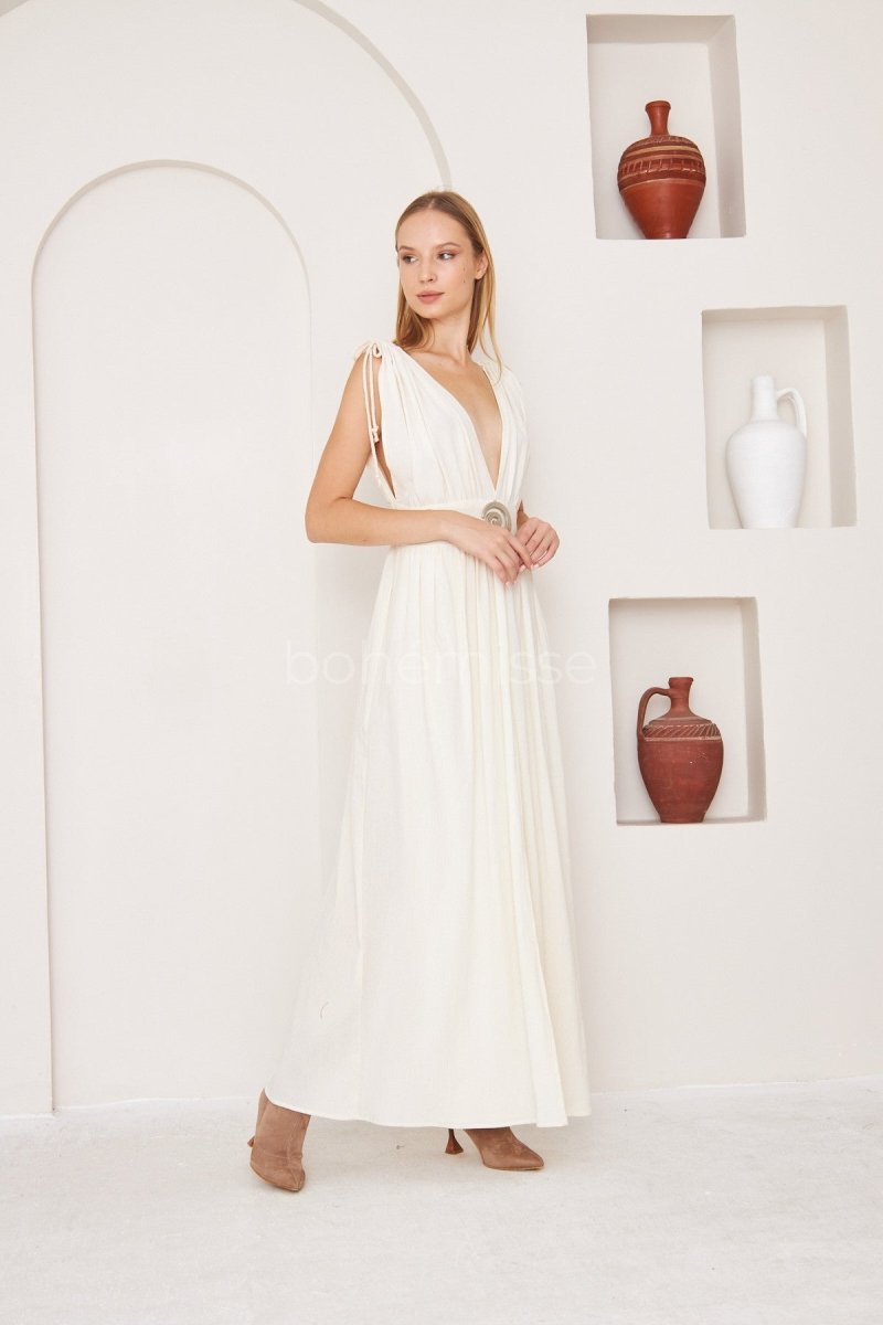 Gaia's Grace Boho Maxi Dress in White - ##option2DressXSGaia's Grace Boho Maxi Dress in Whitebohémisse