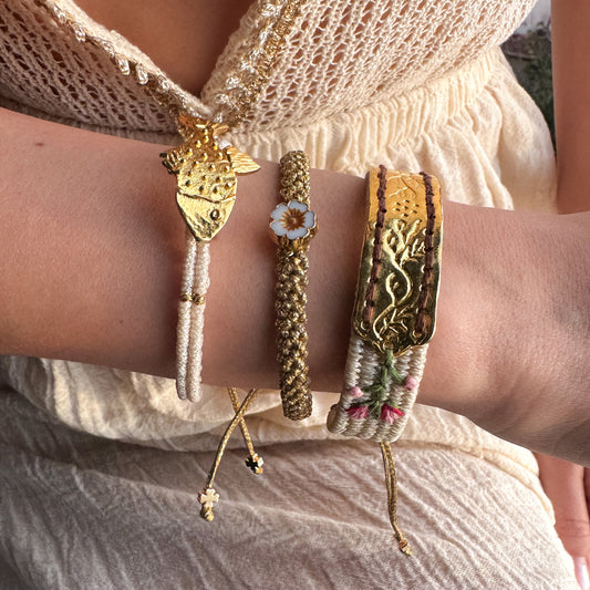 The Pure Light Trio - Hand-Knotted Bracelet Set