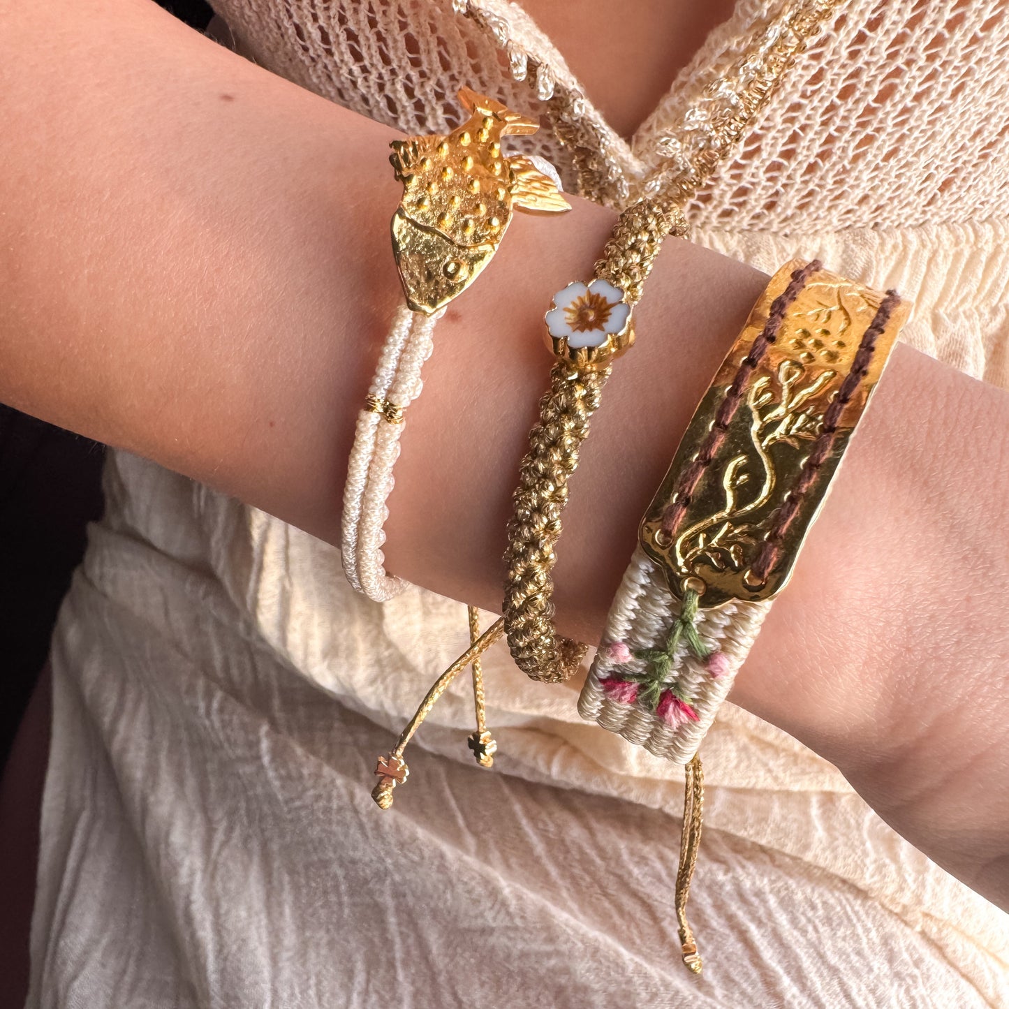 The Pure Light Trio - Hand-Knotted Bracelet Set