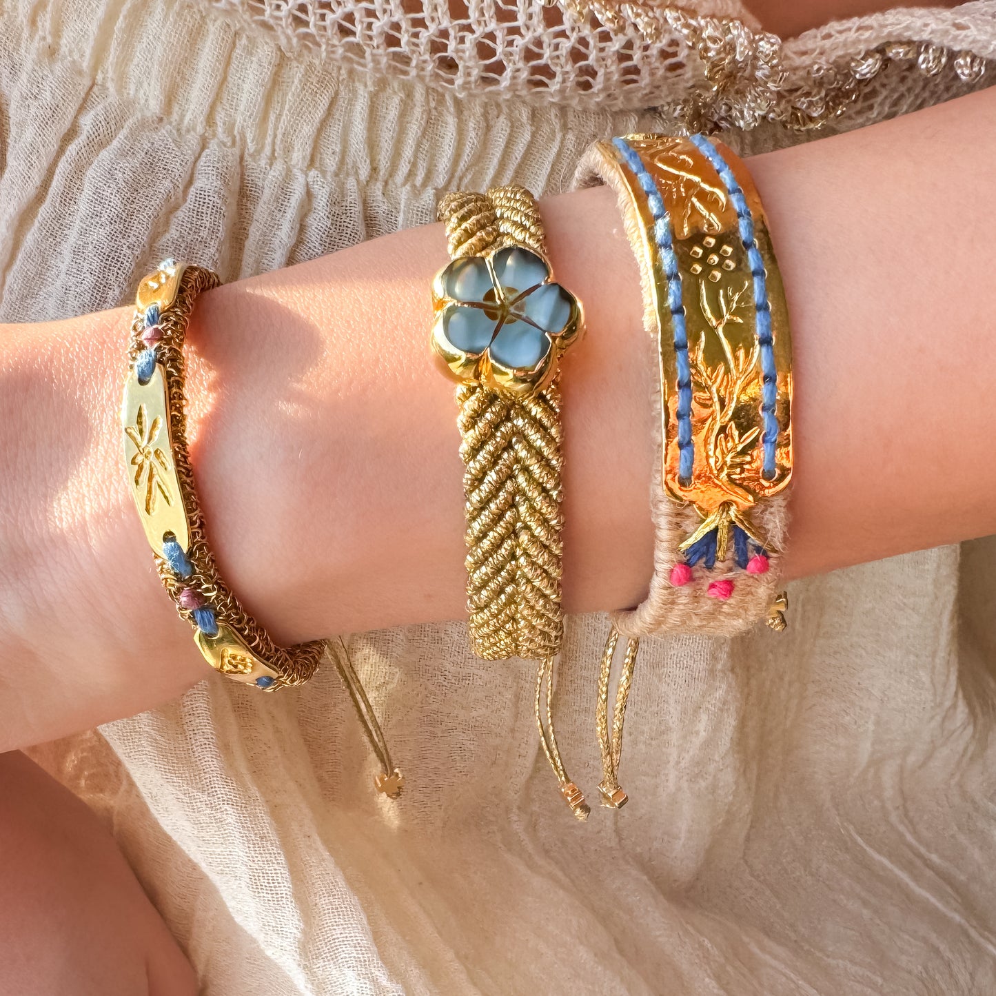 The Aegean Bloom Trio - Hand-Knotted Bracelet Set