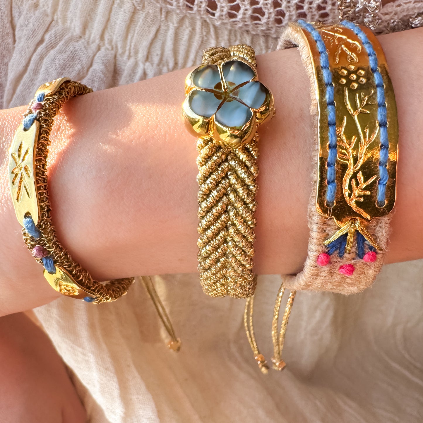 The Aegean Bloom Trio - Hand-Knotted Bracelet Set