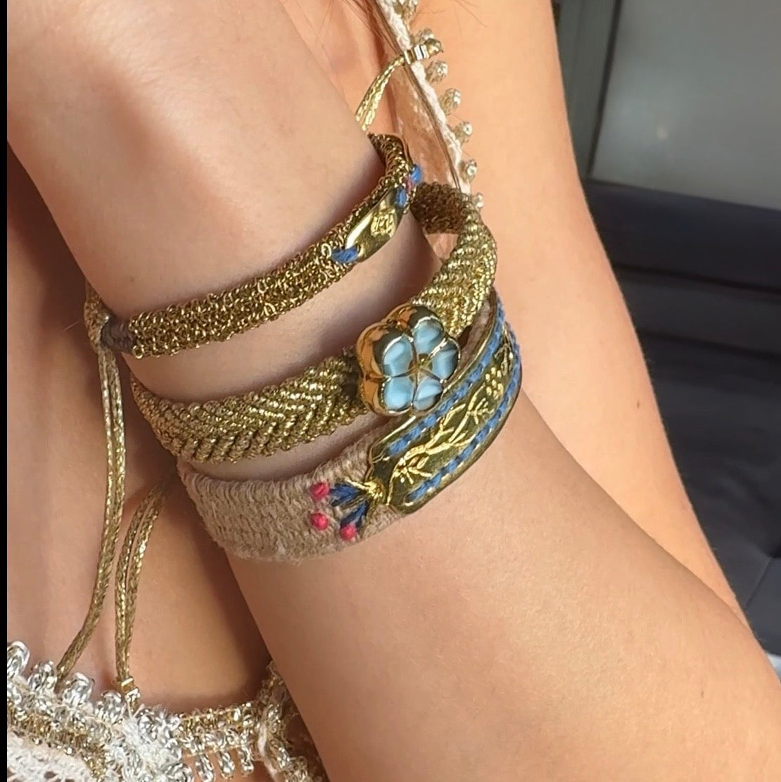 The Aegean Bloom Trio - Hand-Knotted Bracelet Set