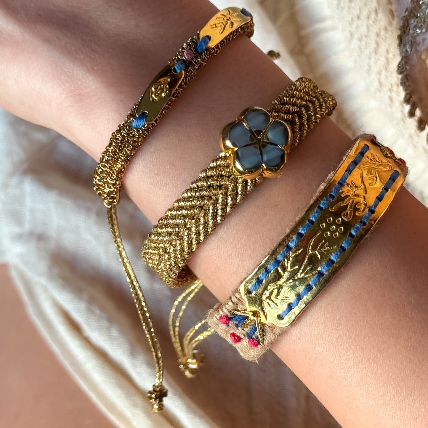 The Aegean Bloom Trio - Hand-Knotted Bracelet Set