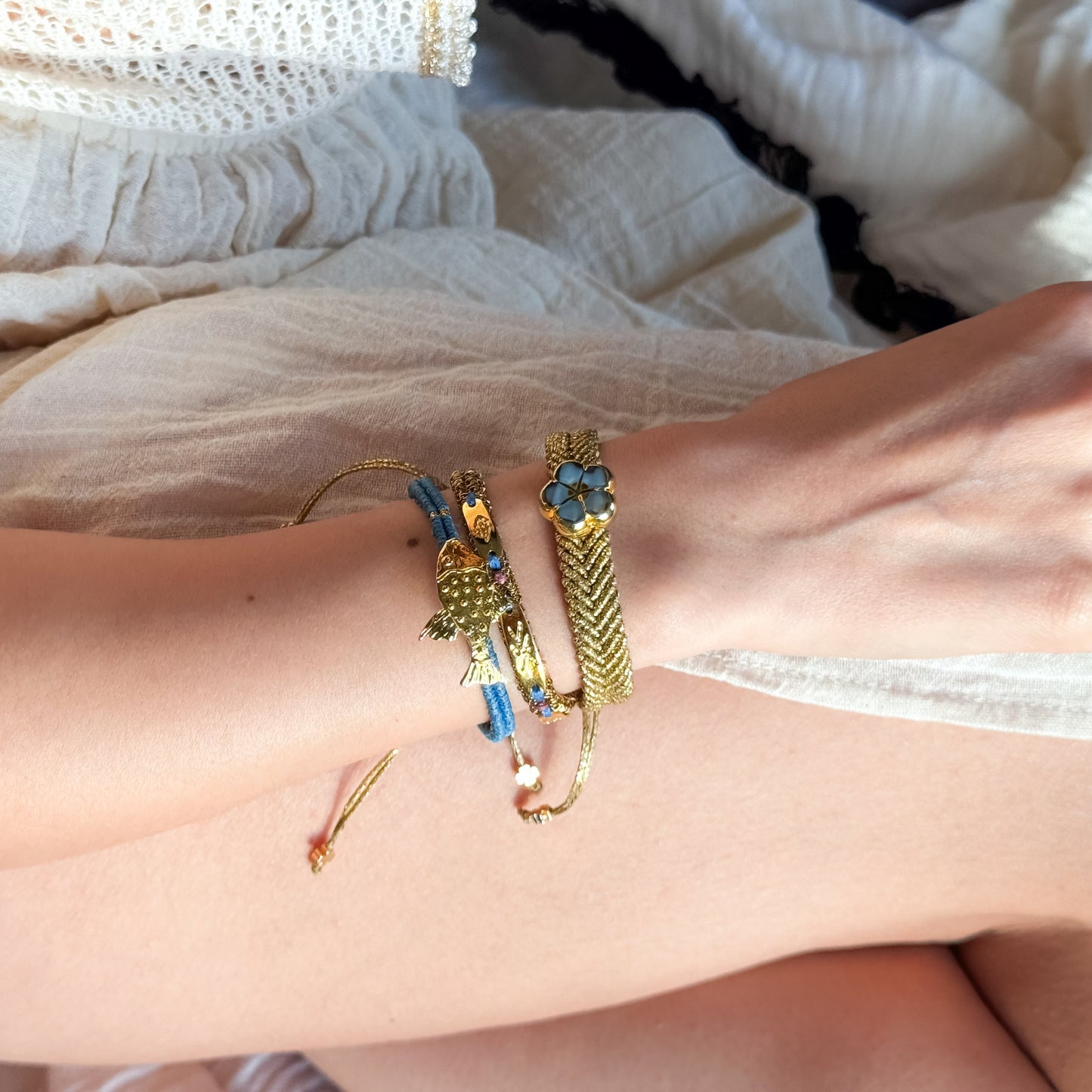 The Azurea Coast Trio- Hand-Knotted Bracelet Set