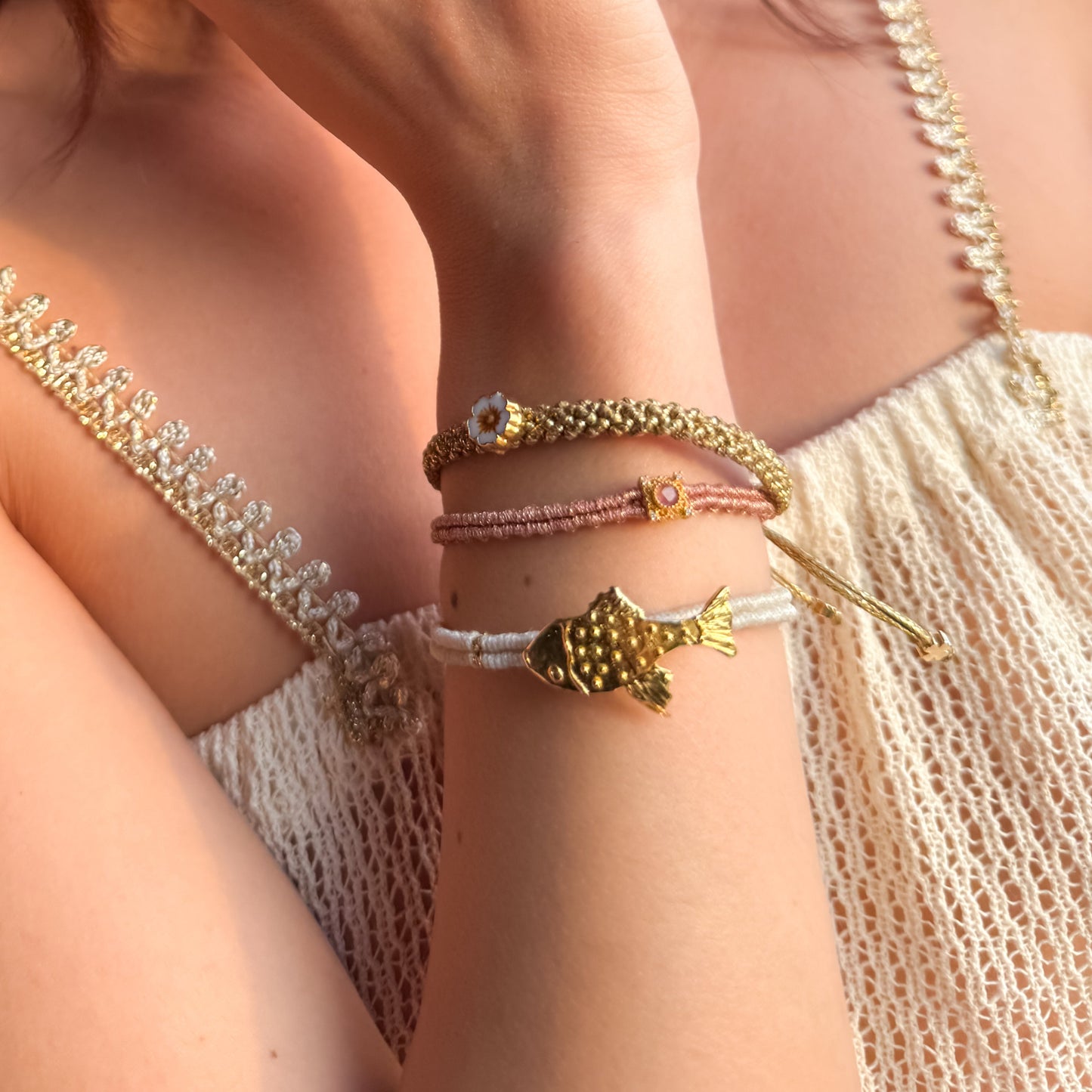 The Rosaline Bloom Trio - Hand-Knotted Bracelet Set