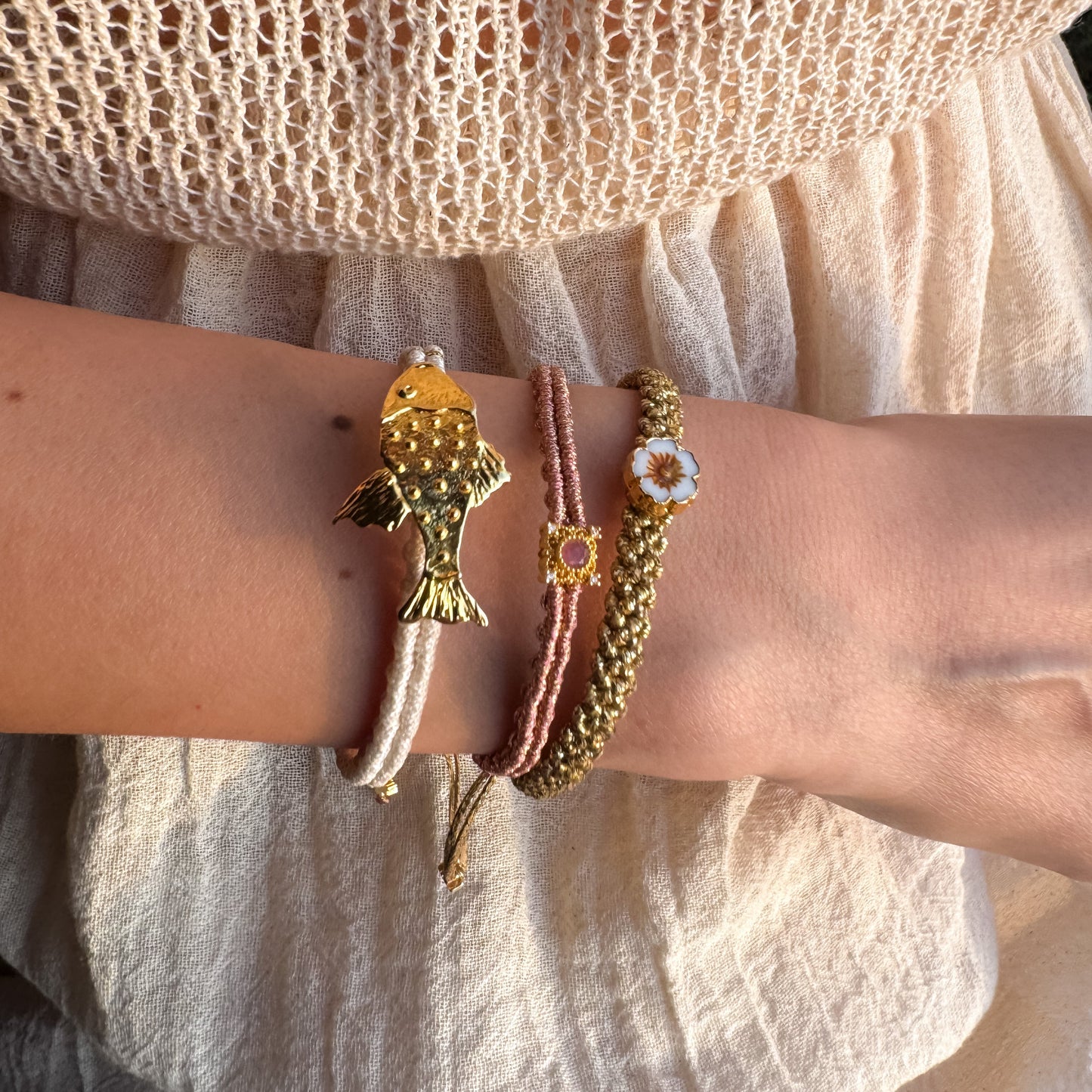 The Rosaline Bloom Trio - Hand-Knotted Bracelet Set