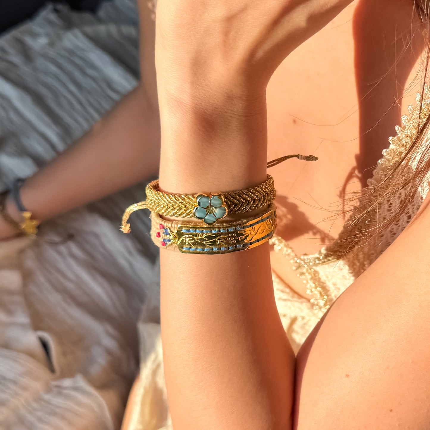 The Coastal Meadow Duo - Hand-Knotted Bracelet Set