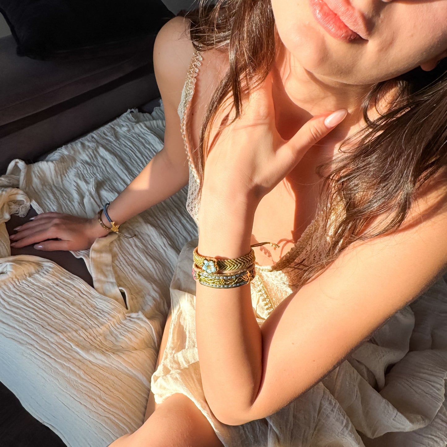 The Coastal Meadow Duo - Hand-Knotted Bracelet Set