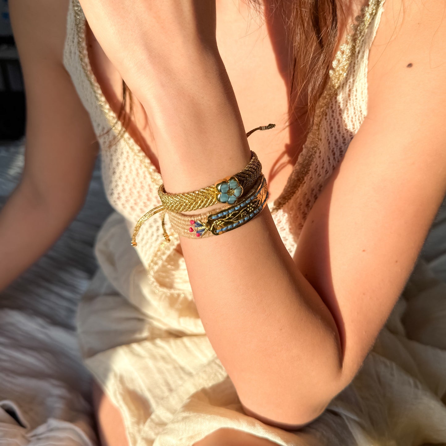 The Coastal Meadow Duo - Hand-Knotted Bracelet Set
