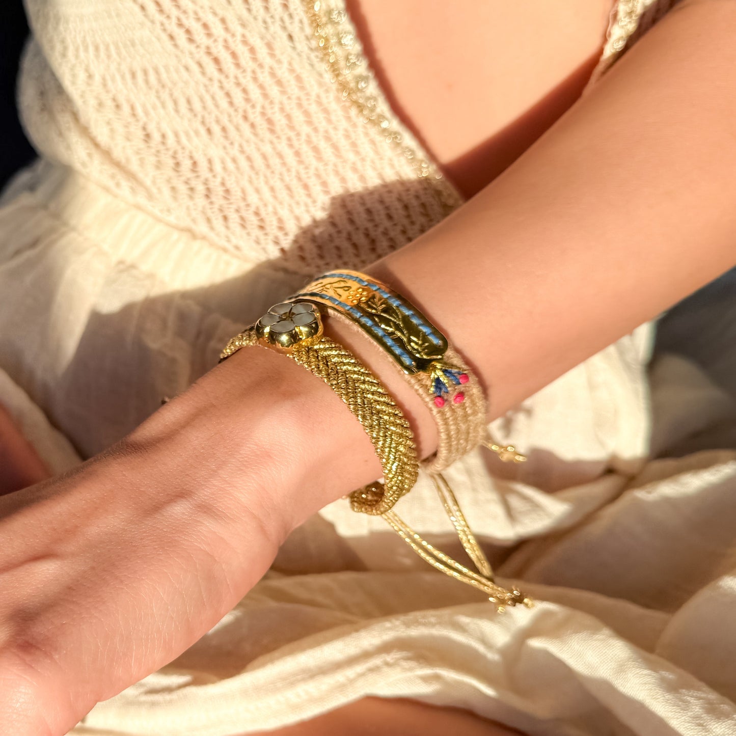 The Coastal Meadow Duo - Hand-Knotted Bracelet Set