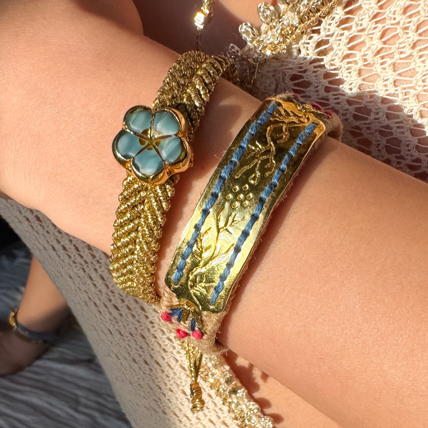 The Coastal Meadow Duo - Hand-Knotted Bracelet Set