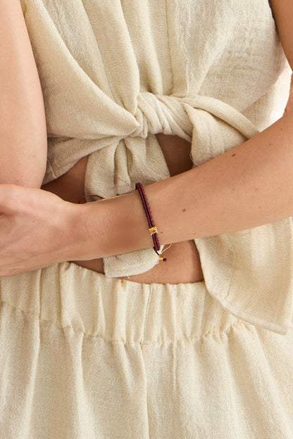 Natural Light Macrame Bracelet - Silver & Natural Stone