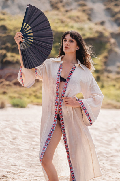 Natural Flow Beach Kimono in White - bohémisse"