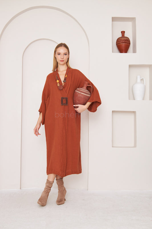 Rustic Rouge Kimono in Red - bohémisse"