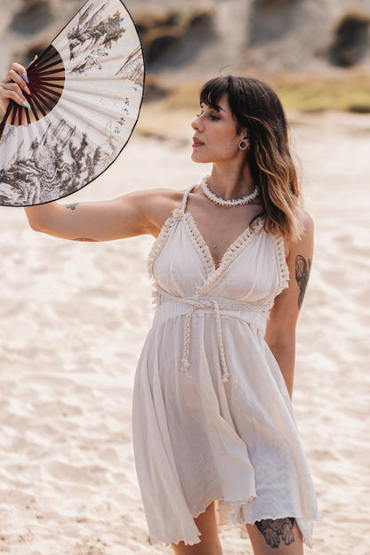 Sea Fairy White Boho Dress with Braids