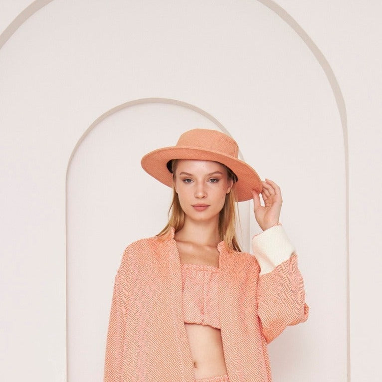 Sunlit Bohem Pembe Straplez Crop Top