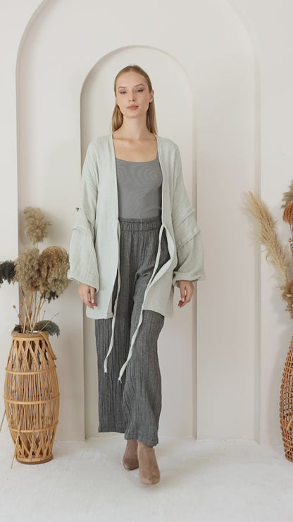 Cozy Boho Gray Muslin Organic Cotton Pants